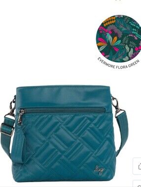 $99 Retail Lug Double Dip Crossbody In Teal Satin Luxe Vegan Leather; NWOT, VHTF
